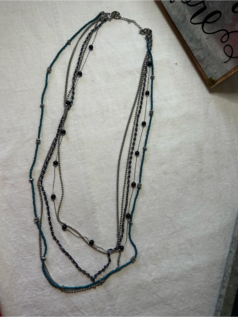 Lia Sophia Teal and Black Multi-Strand Layered Necklace